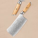 X01 7 Inch Cleaver, 73 LAYERS Damascus Steel with POWDER Steel Having