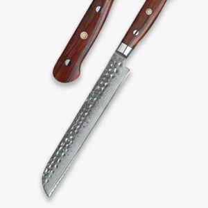 Dskk Blade Batonnet Series 8 Inch Damascus Steel Bread Knife Having Nature Rosewood Handle